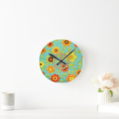 Horloge Ronde Colorful Groovy Peace Floral (Maison)