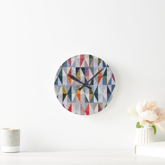 Horloge Ronde Colorful Triangles Geometric pattern (Maison)