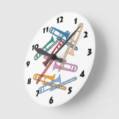 Horloge Ronde Colorful Trombone (Angle)