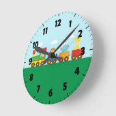 Horloge Ronde Colourful Cute Animals Train pour les enfants (Angle)
