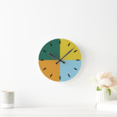 Horloge Ronde Combinaison d'orange de Muted Blue Green (Maison)