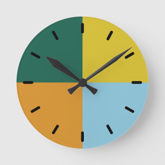 Horloge Ronde Combinaison d'orange de Muted Blue Green (Recto)