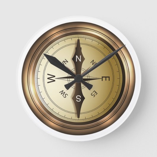 Horloge Ronde Compas Nord Sud-Est Ouest (Recto)