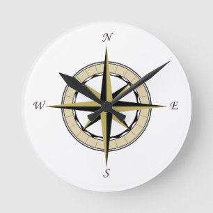 Horloge Ronde Compass Rose Art