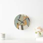 Horloge Ronde Composition abstraite avec des couleurs amorties (Maison)
