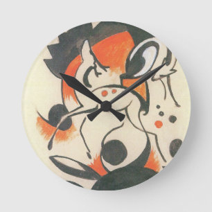 Horloge Ronde Composition avec deux cerfs par Franz Marc