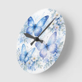 Horloge Ronde Composition florale Papillon Bleu (Angle)