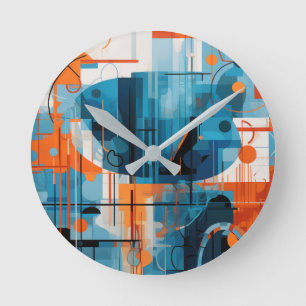 Horloge Ronde Composition géométrique Abstraite
