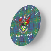 Horloge Ronde Comté d'Irlande Donegal Tartan Personnalisé (Angle)