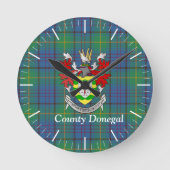 Horloge Ronde Comté d'Irlande Donegal Tartan Personnalisé (Recto)