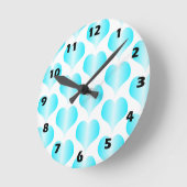 Horloge Ronde Conception Blue Hearts (Angle)