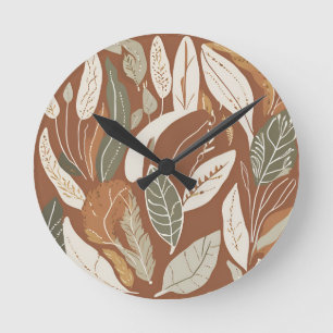 Horloge Ronde Conception Bohème Éclectique de Fleur Sauvage en T
