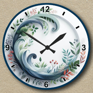 Horloge Ronde Conception botanique de la nature avec des nombres