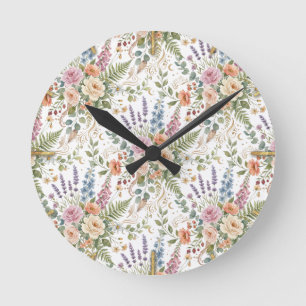Horloge Ronde Conception botanique florale élégante vintage