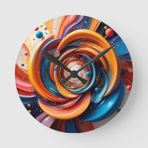 Horloge Ronde Conception colorée abstraite tourbillonnante