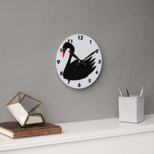 Horloge Ronde Conception Cygne Noir