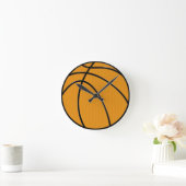 Horloge Ronde Conception de basket-ball dans orange et noir (Maison)