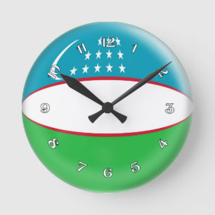 Horloge Ronde Conception de bulle de drapeau de l'Ouzbékistan