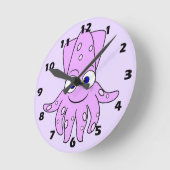 Horloge Ronde Conception de calmar violet (Angle)