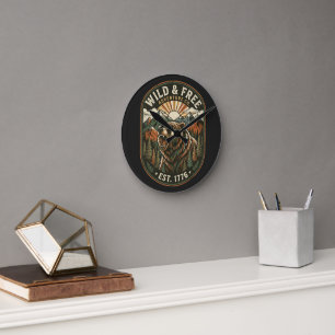Horloge Ronde Conception de camping rétro Randonnée Extérieur Am
