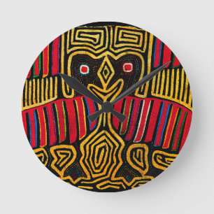 Horloge Ronde Conception de canard Mola d'Indien Cuna