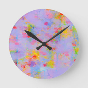 Horloge Ronde Conception de champ Fleur sauvage Abstrait