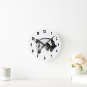 Horloge Ronde Conception de cheval blanc et de papillon (Maison)