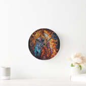 Horloge Ronde Conception de cheval en vitrail (Maison)