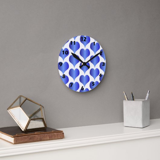 Horloge Ronde Conception de cœurs bleus (Bureau)