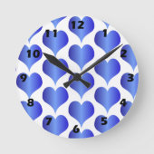 Horloge Ronde Conception de cœurs bleus (Recto)