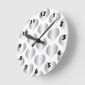 Horloge Ronde Conception de cœurs en argent (Angle)