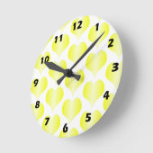 Horloge Ronde Conception de cœurs jaunes (Angle)