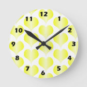 Horloge Ronde Conception de cœurs jaunes (Recto)