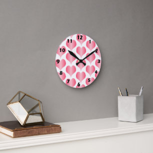 Horloge Ronde Conception de cœurs roses