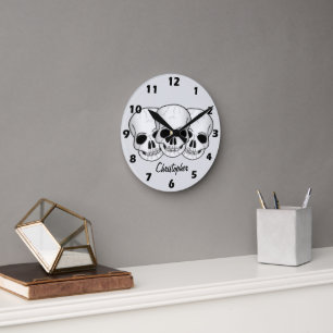 Horloge Ronde Conception de crâne d'art fantastique personnalisé