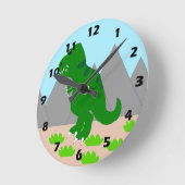 Horloge Ronde Conception de dinosaure T-Rex (Angle)