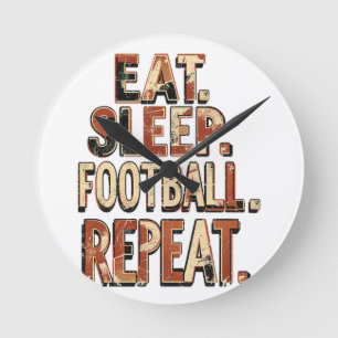 Horloge Ronde Conception de fan de football vintage Graphique