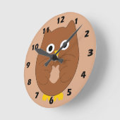 Horloge Ronde Conception de Hibou Brun (Angle)