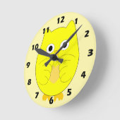 Horloge Ronde Conception de Hibou Jaune (Angle)