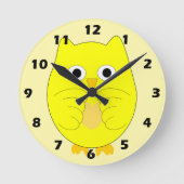 Horloge Ronde Conception de Hibou Jaune (Recto)