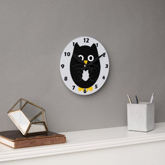 Horloge Ronde Conception de hibou noir (Bureau)