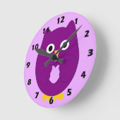 Horloge Ronde Conception de hibou pourpre (Angle)