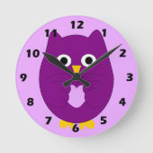 Horloge Ronde Conception de hibou pourpre (Recto)