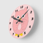 Horloge Ronde Conception de hibou rose (Angle)