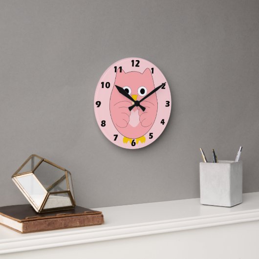 Horloge Ronde Conception de hibou rose (Bureau)