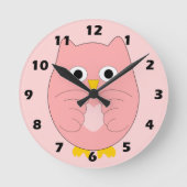 Horloge Ronde Conception de hibou rose (Recto)