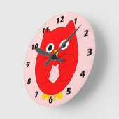 Horloge Ronde Conception de hibou rouge (Angle)