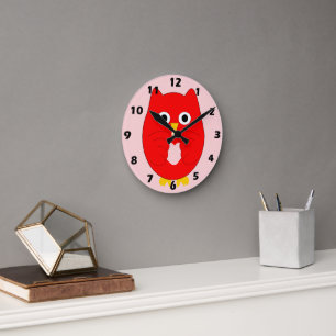 Horloge Ronde Conception de hibou rouge