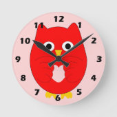 Horloge Ronde Conception de hibou rouge (Recto)