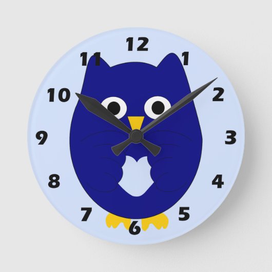 Horloge Ronde Conception de la chouette bleue (Recto)